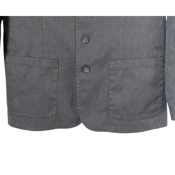 Eddie Bauer Mens Dark Gray Canvas Blazer Size M Medium Herringbone Sports Coat - Picture 4 of 10